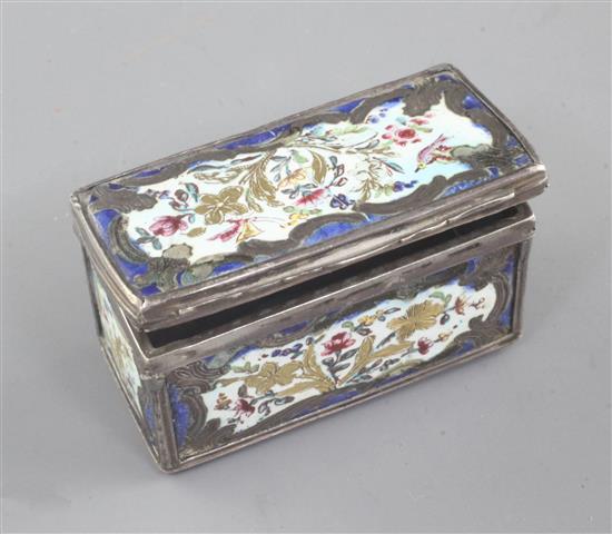 An early 19th century French silver and enamel snuff box, 2.5in.